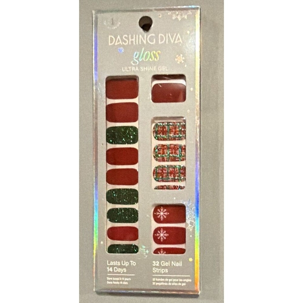 Dashing Diva Red and Green Christmas Nail Strips NIB